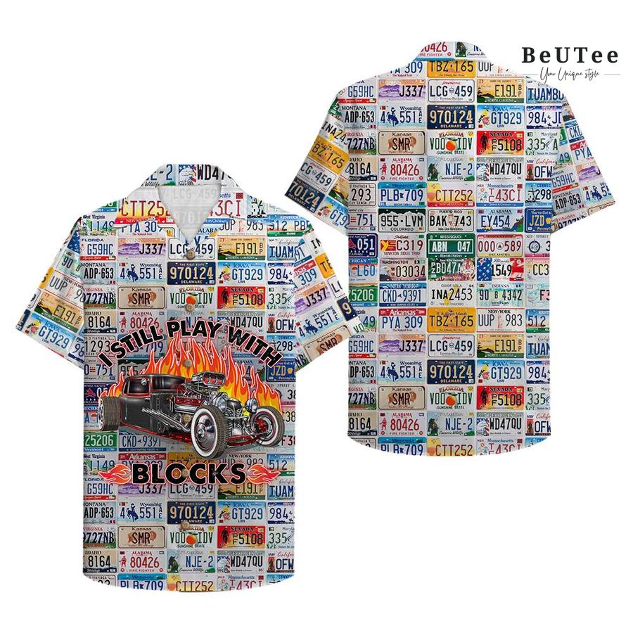 Drag Racing License Plate Pattern Hawaiian Shirt