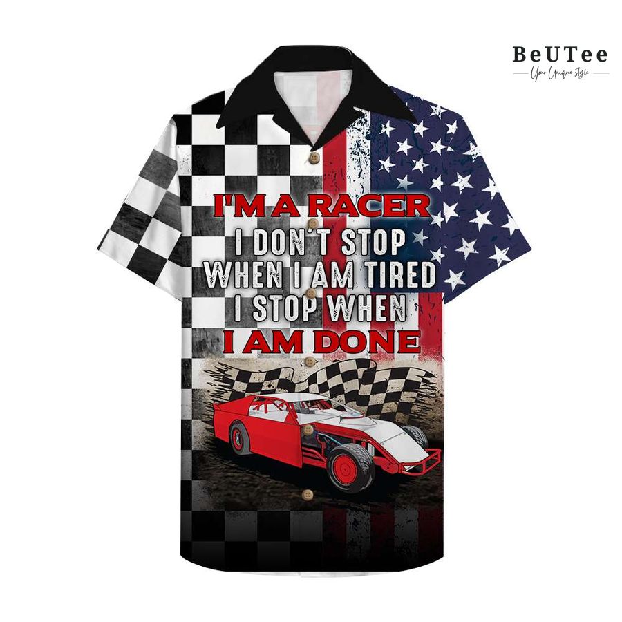 Dirt Track American Checkered Pattern Racing Hawaiian Shirt 