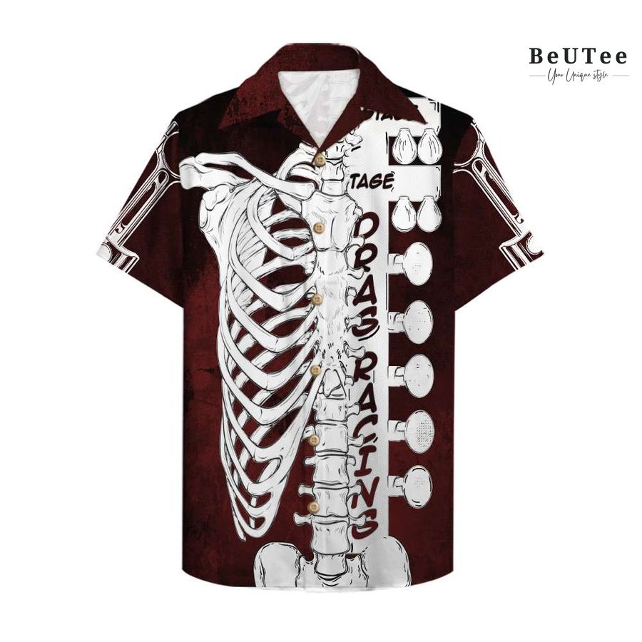 Drags Racing Skeleton Red Hawaiian Shirt