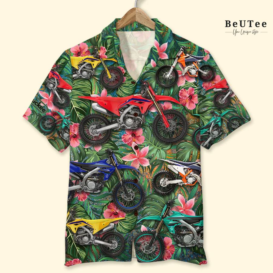 16 Motocross Aloha Flower Pattern Hawaiian Shirt