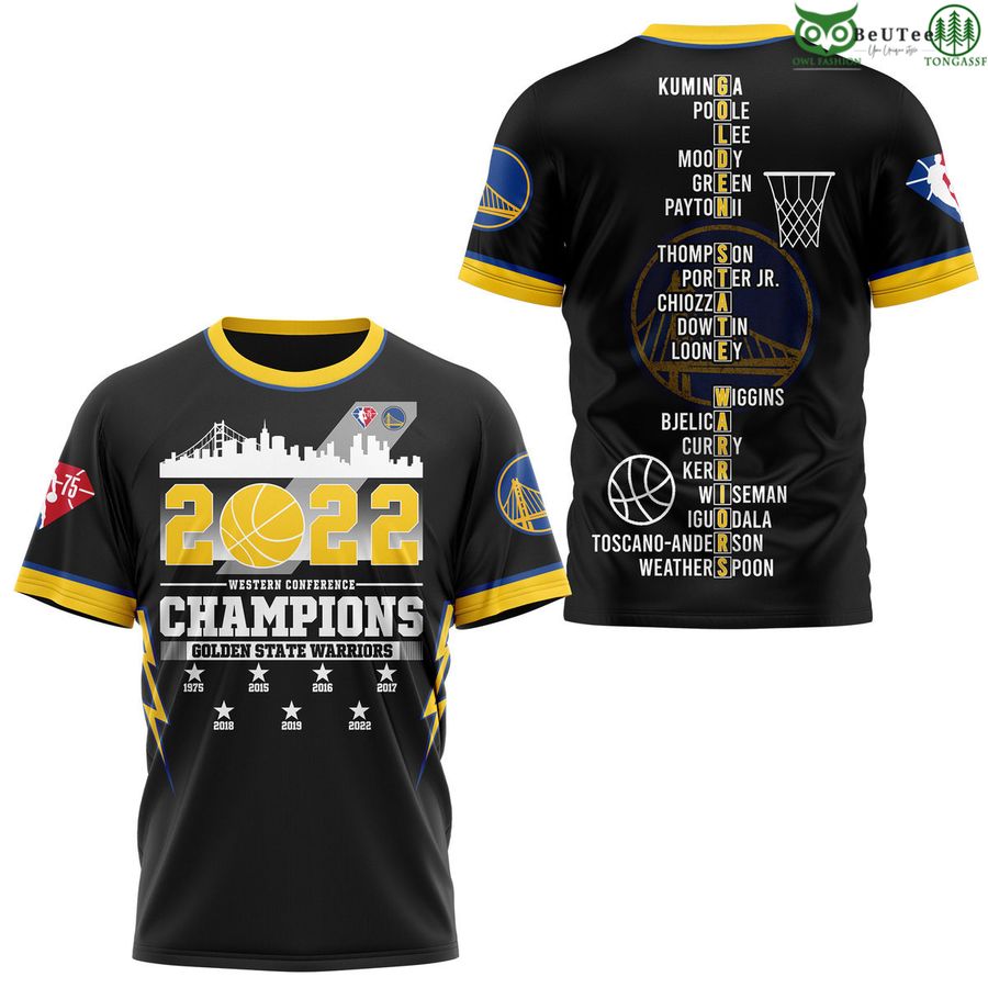 Golden State Warriors Team 2021-22 Nba Champions Black 3D Shirt
