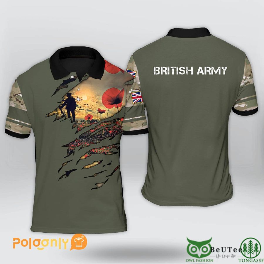 UK Army Veteran Camo Color Polo Shirt 