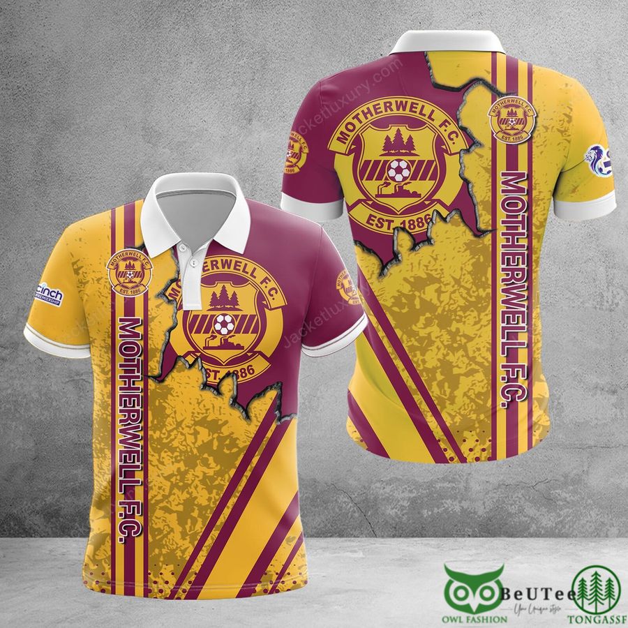 Motherwell F.C. Yellow Pink Map Style 3D Polo Tshirt Hoodie