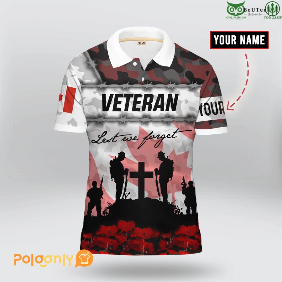 Canadian Veteran 'Lest We Forget' 3D Polo shirt