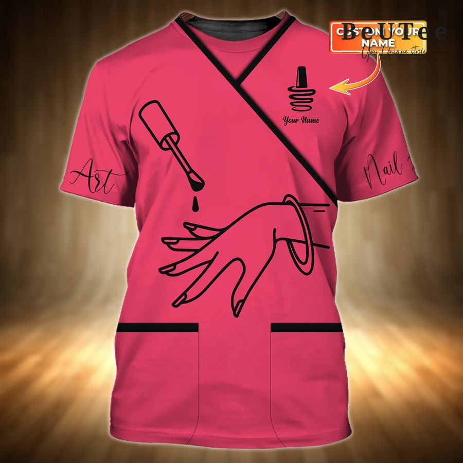 14 Personalized Nail Technician Pink 3D Tshirt
