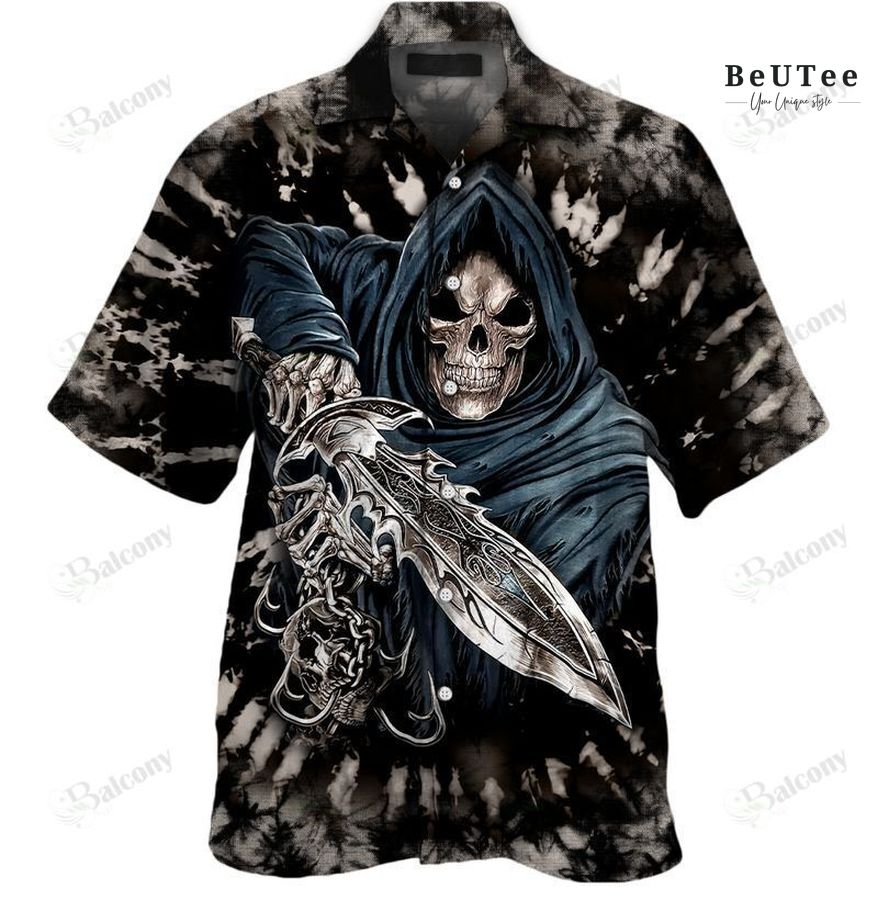 SKULL WARRIOR TIE-DYE ALL OVER PRINT HAWAII SHIRT