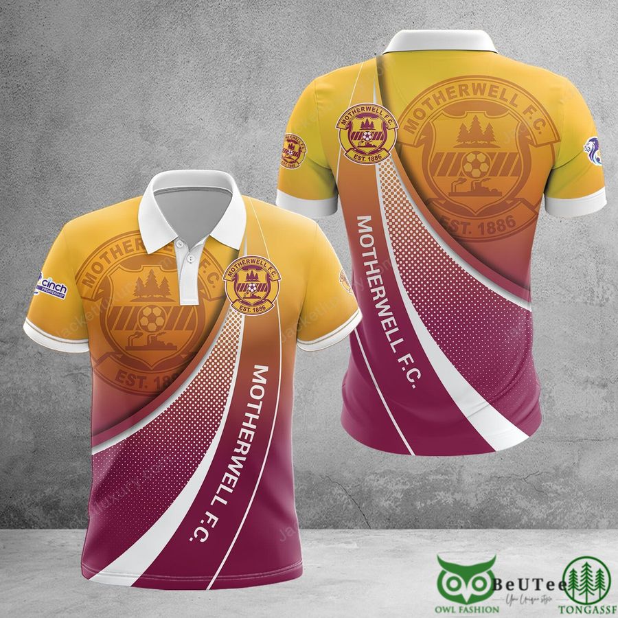 Motherwell F.C. Gradient Pink Yellow Curve 3D Polo Tshirt Hoodie