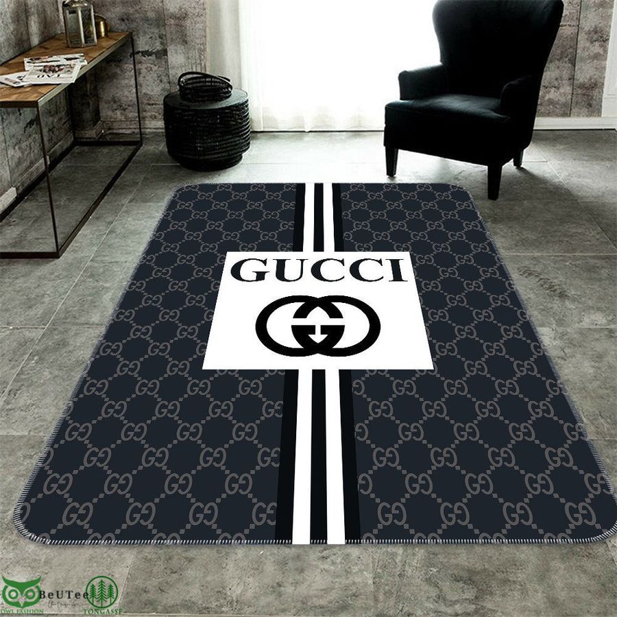 Gucci chain navy dark Luxury Brand Carpet Rug