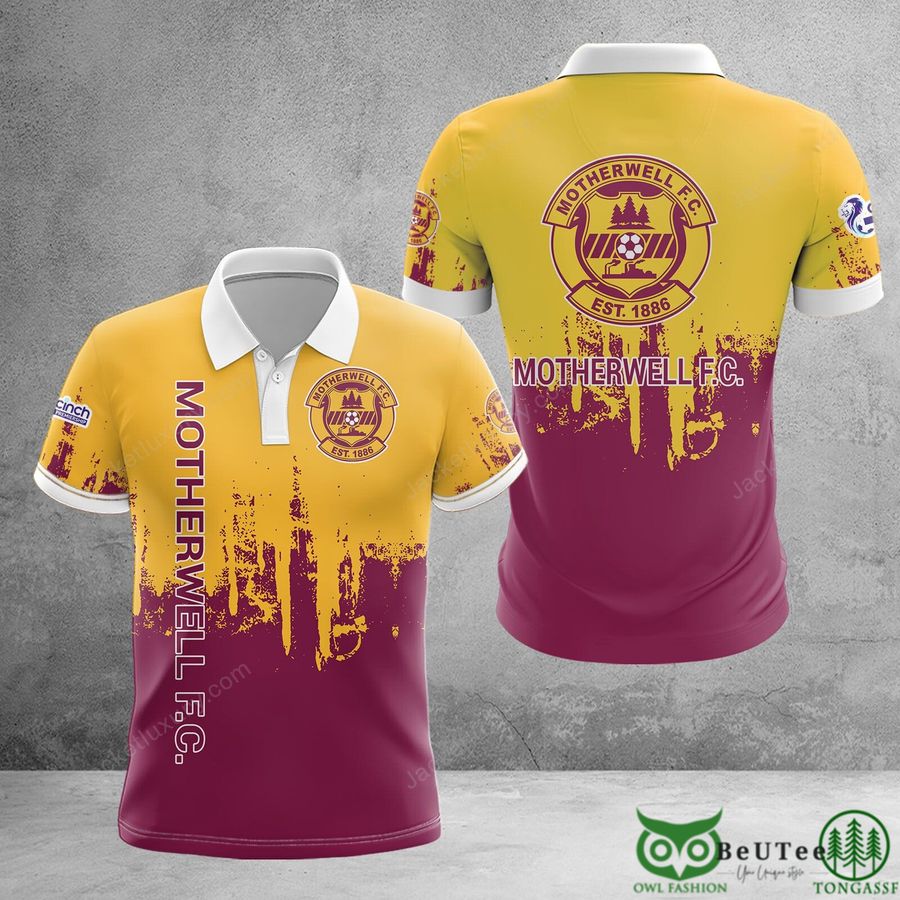 Motherwell F.C. Pink Yellow Color Drop 3D Polo Tshirt Hoodie