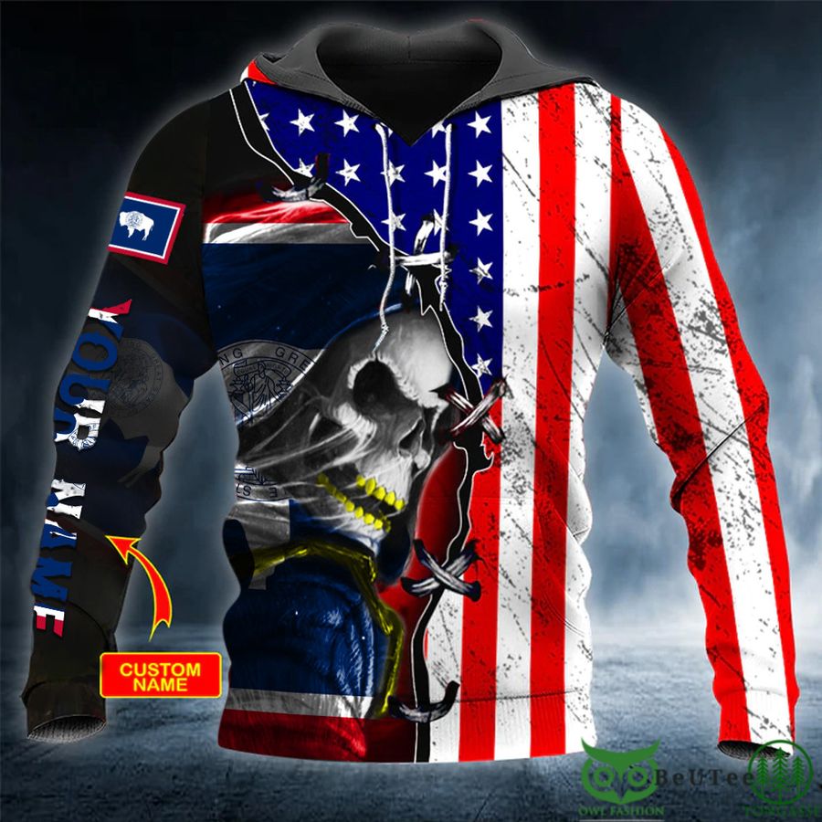 Personalized Texas Skull US Flag Texas Pride 3D Hoodie