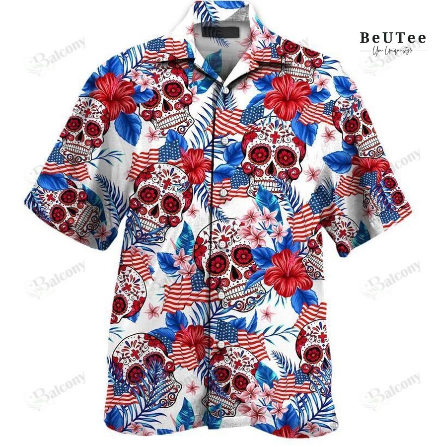 SUGAR America flag SKULL PATTERN ALL OVER PRINT HAWAII SHIRT