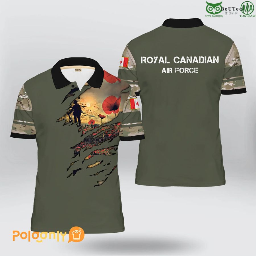 Royal Canadian Air Force Veteran floral garden 3D Polo shirt 