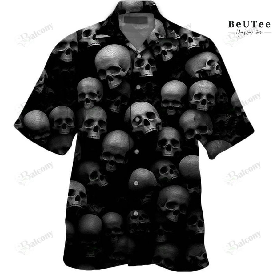 ALL OVER PRINT SKULL tropical summer HAWAII SHIRT