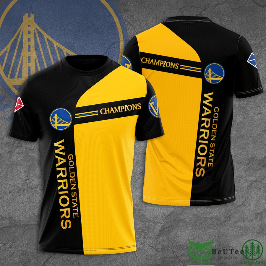 Golden State Warriors NBA Yellow Black 3D T-shirt