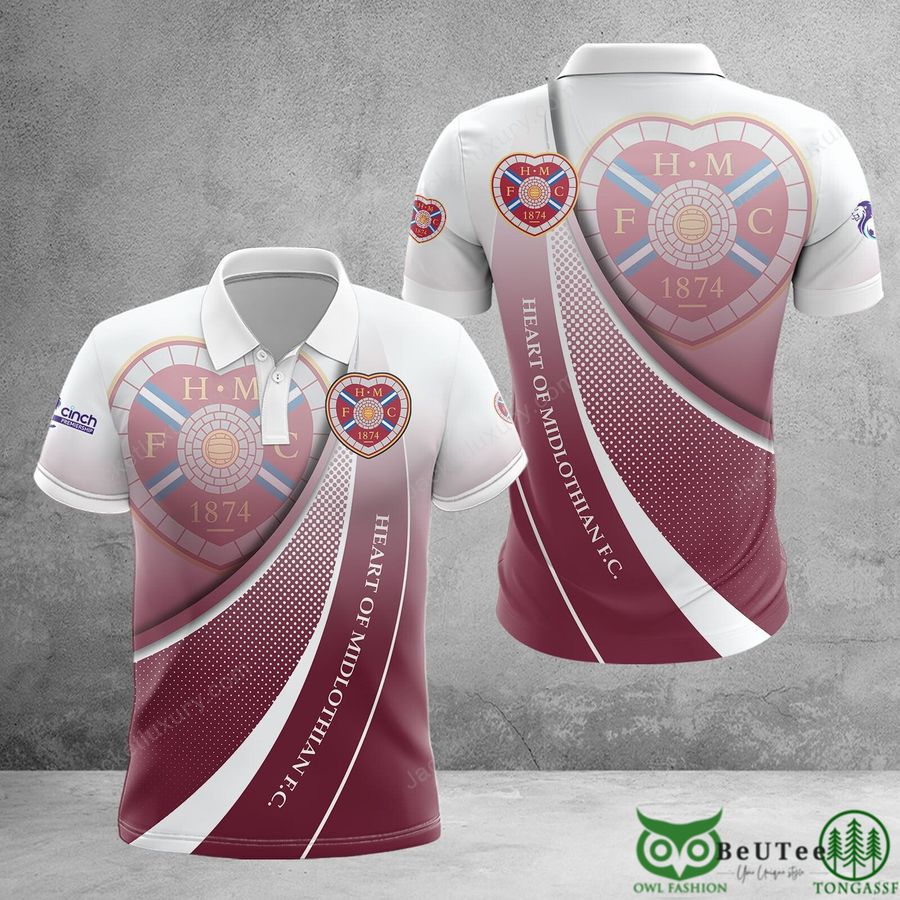 Heart of Midlothian F.C. Brown Red White Curve 3D Polo Tshirt Hoodie