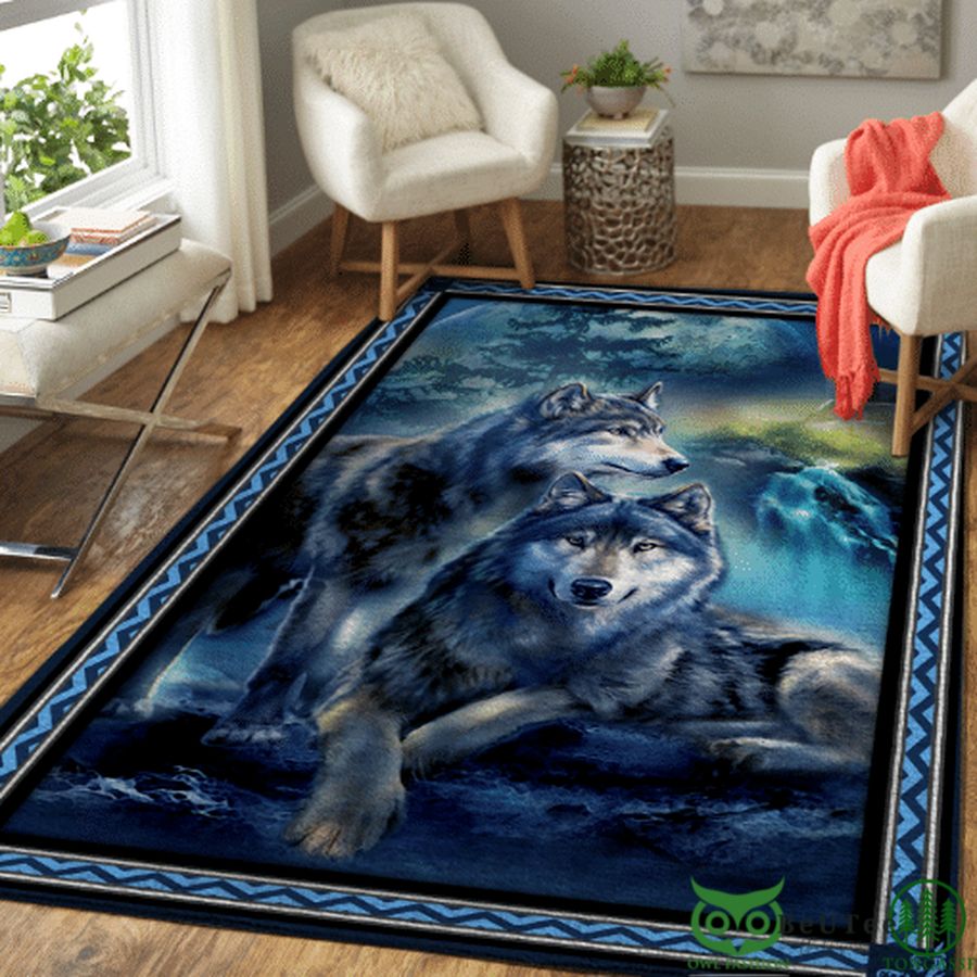 2 Limited Edition Wolf Blue Carpet Rug