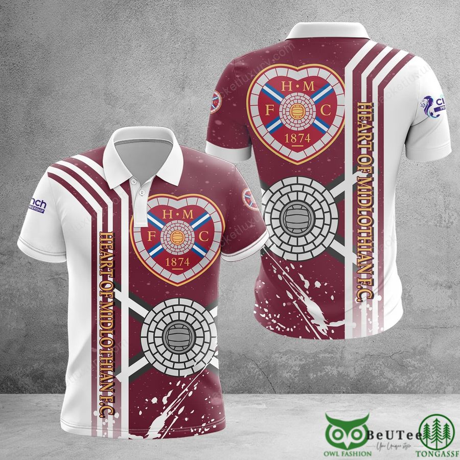 Heart of Midlothian F.C. Logo with Lines 3D Polo Tshirt Hoodie