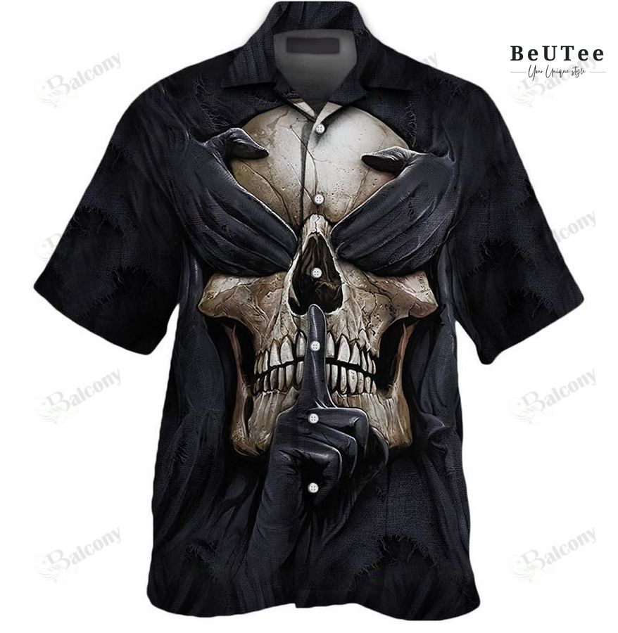 SKULL PATTERN ALL OVER PRINT ALOHA HAWAII SHIRT