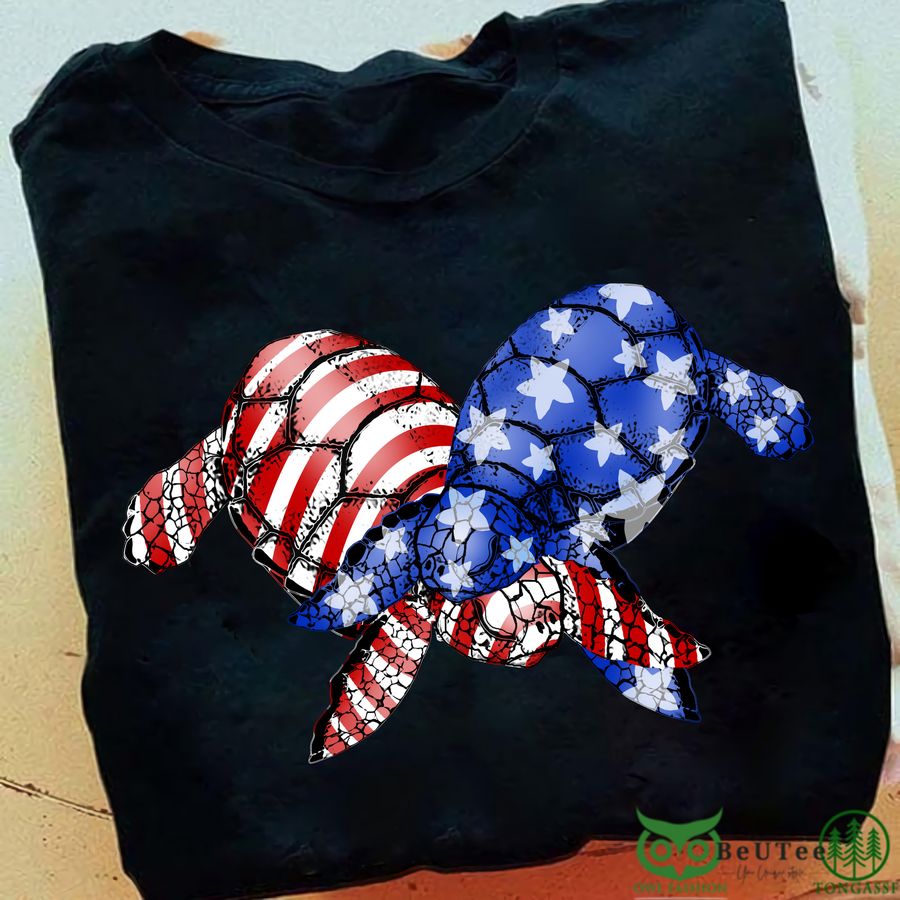 Turtle American Flag Shirt 4th Of July Patriotic Animal T-Shirt