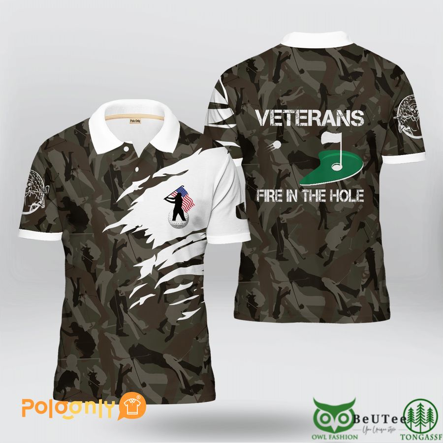 Veteran Fire In The Hole Golf Veteran Polo Shirt 
