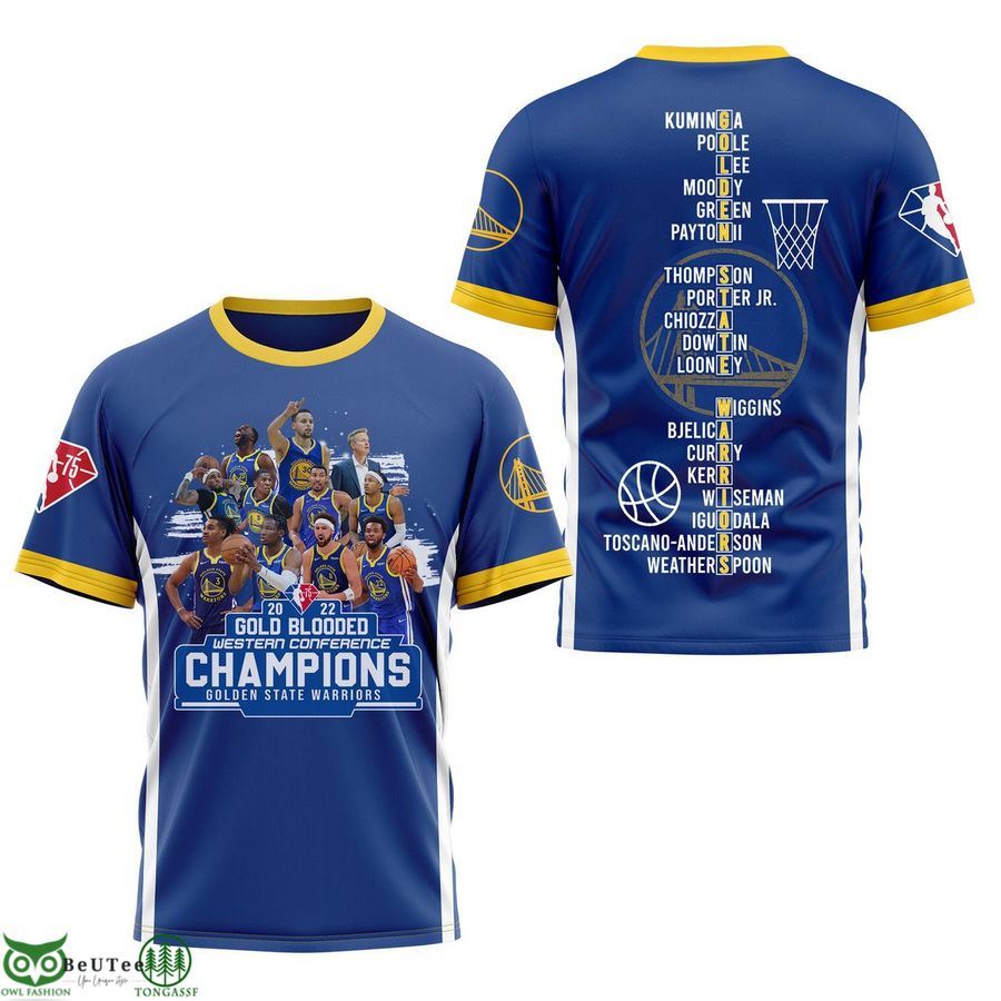 Golden State Warriors Gold Blooded 2022 Western Conference Champs 3D T-Shirt