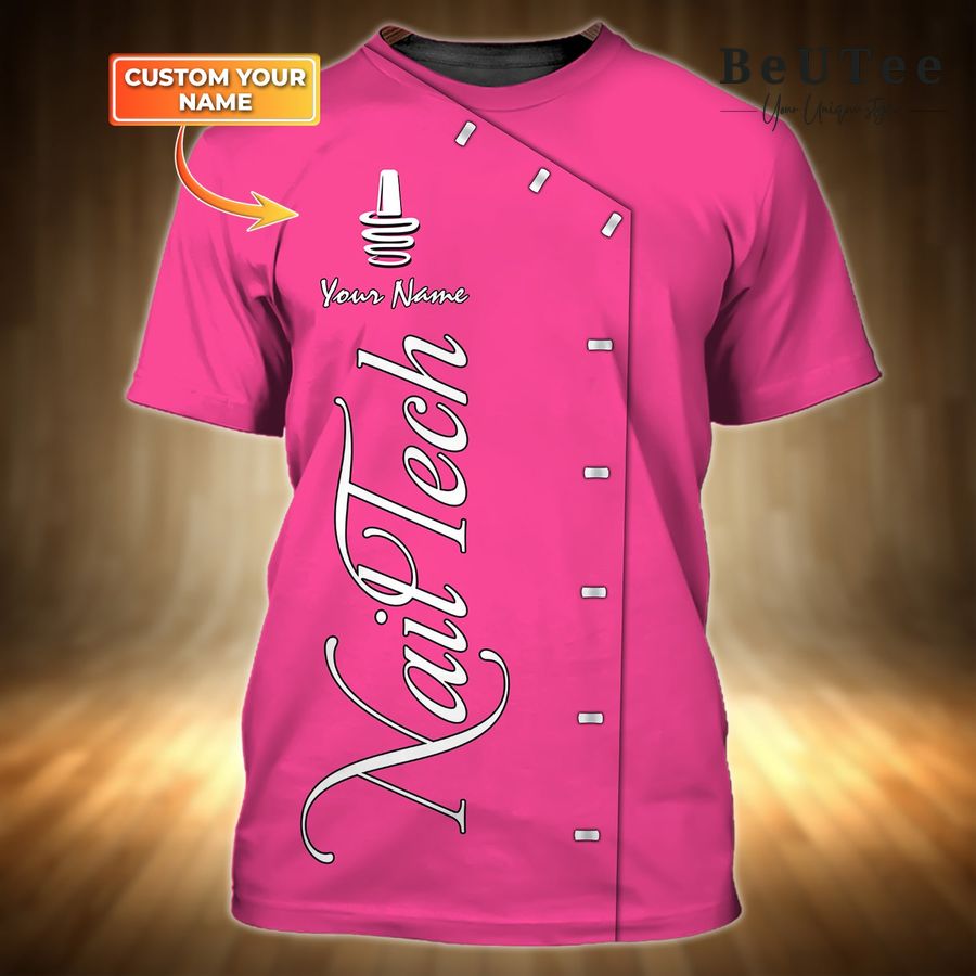 22 Personalized Nail Technician Bright Pink 3D Tshirt