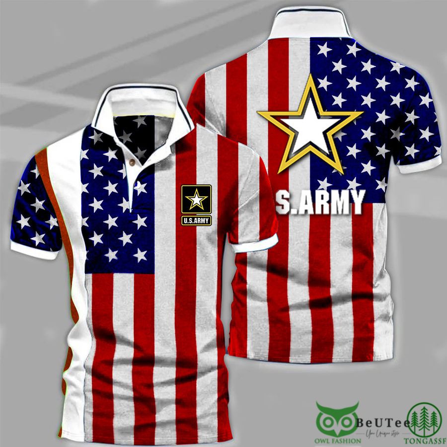 US Army American Flag Veterans Polo Shirt