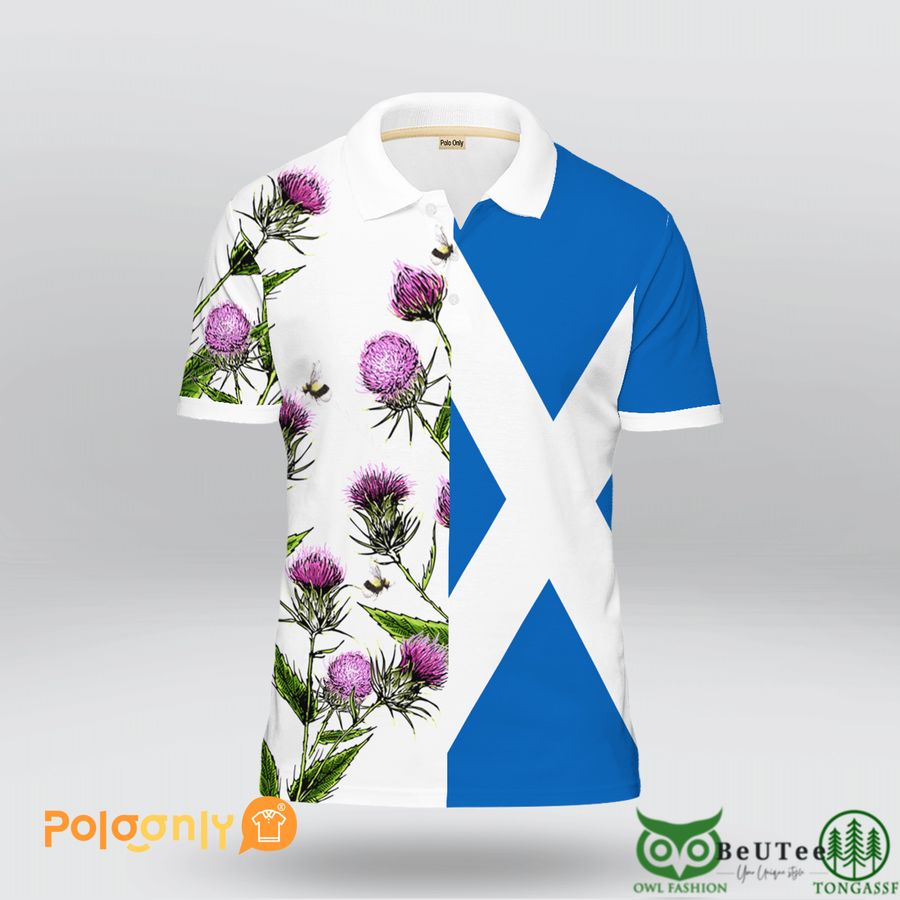 Scotland Golf Blue White Polo Shirt 