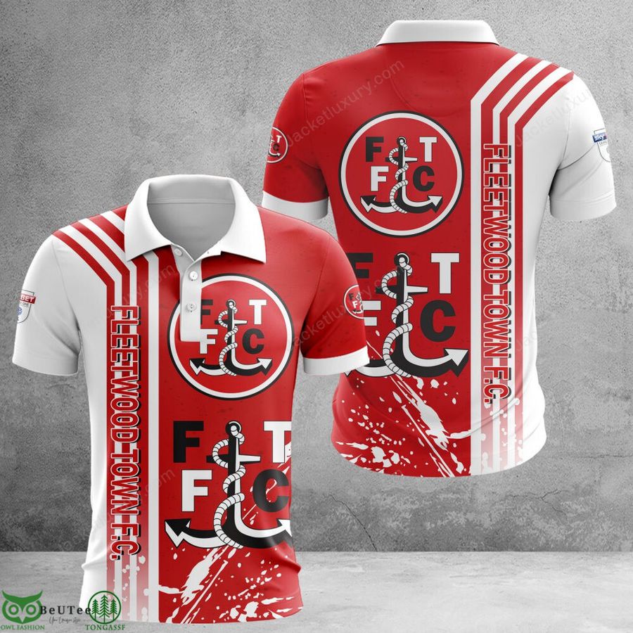 276 Fleetwood Town F.C football EFL Championship full printed 3D T Shirt Polo