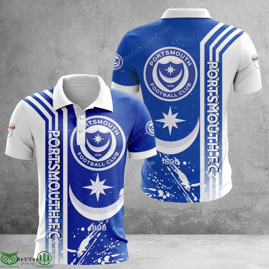 288 Portsmouth F.C football EFL Championship full printed 3D T Shirt Polo