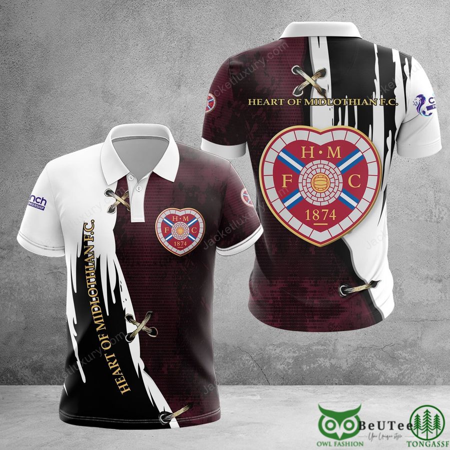 Heart of Midlothian F.C. Dark Brown Red 3D Polo Tshirt Hoodie
