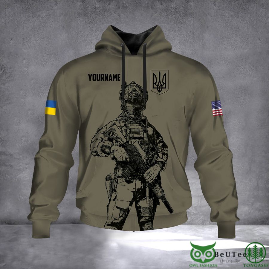 Personalized USA Stands With Ukraine Soldier American Support Ukraine Hoodie