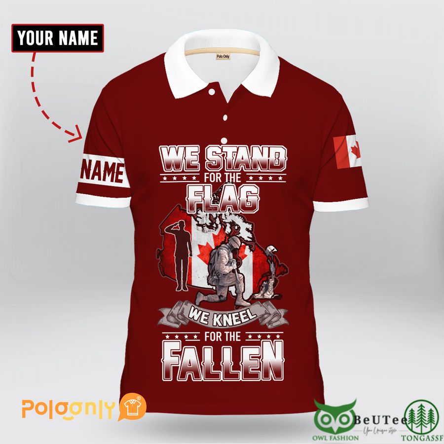 31 Custom Name Canadian Veteran We Stand For The Flag We Kneel For The Fallen Polo Shirt