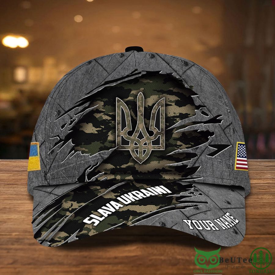 Personalized USA Slava Ukraini Camo American Stands With Ukraine Classic Cap