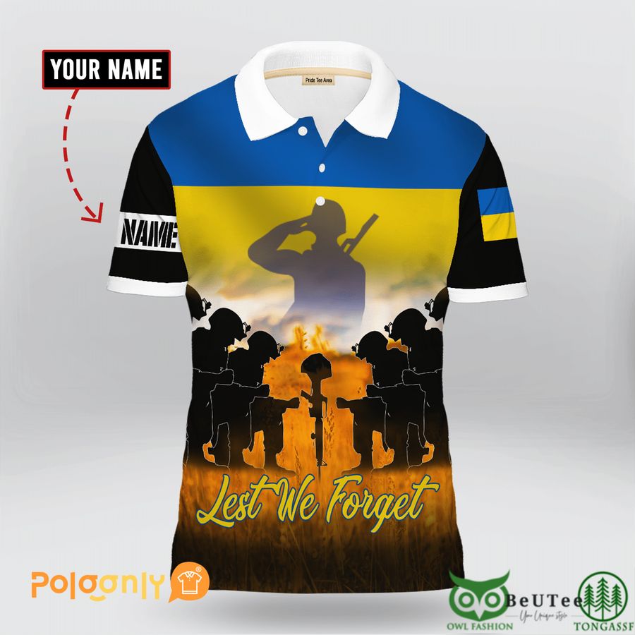 34 Custom Name Ukrainian Veteran Remembrance Polo Shirt