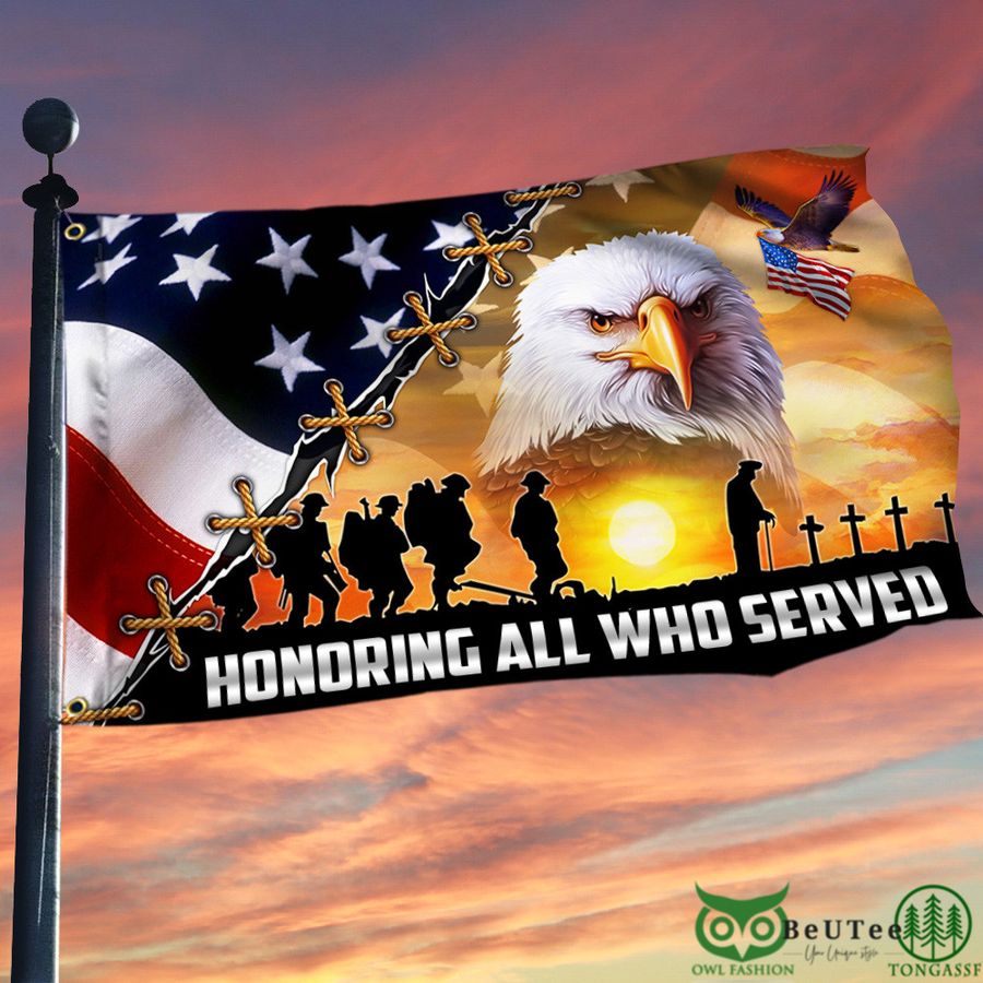 Eagle American Honoring All Who Served Flag Patriotic Veteran Flag