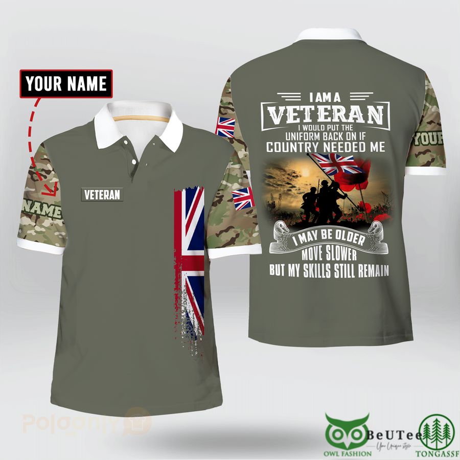 37 Custom Name UK Veteran Polo Shirt