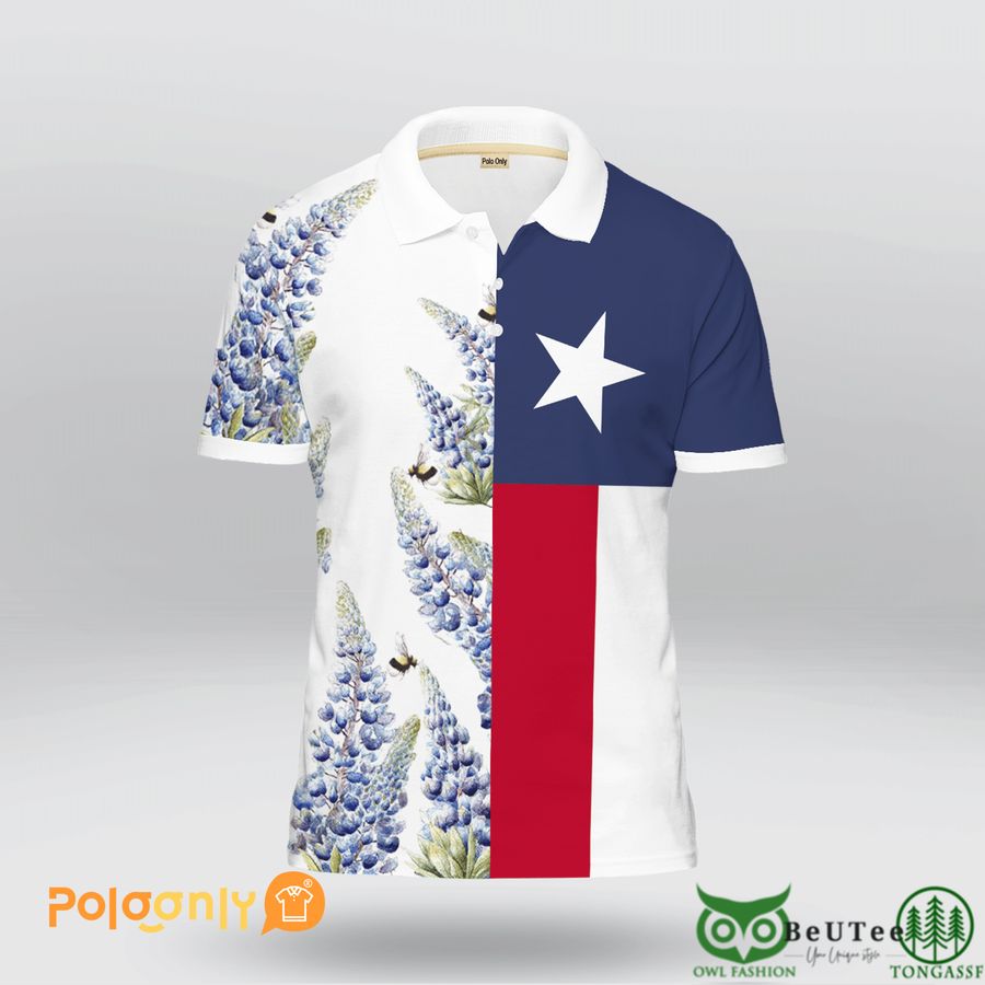 Golf Texas Flowers Polo Shirt 