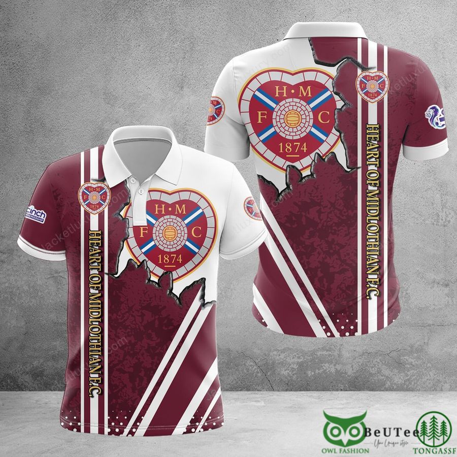 Heart of Midlothian F.C. Brown Red Map Style 3D Polo Tshirt Hoodie