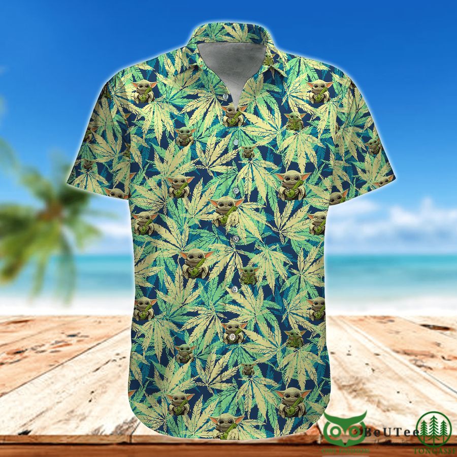 Star Wars Baby Yoda Leaf Hawaiian Shirt