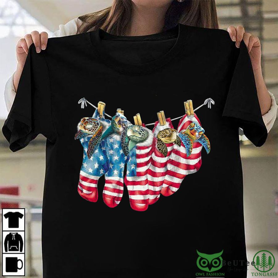 Sleep Turtle US Flag Shirt Turtle Lovers Patriotic T-Shirt