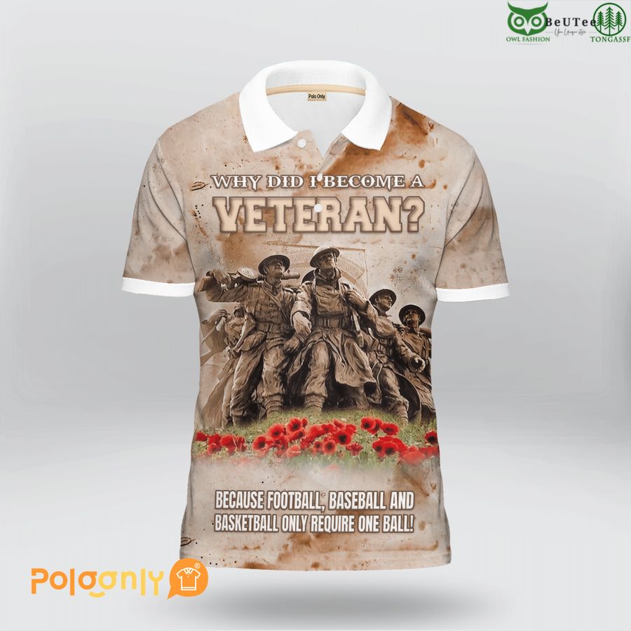 UK Veteran 'Lest We Forget' 3D Polo shirt