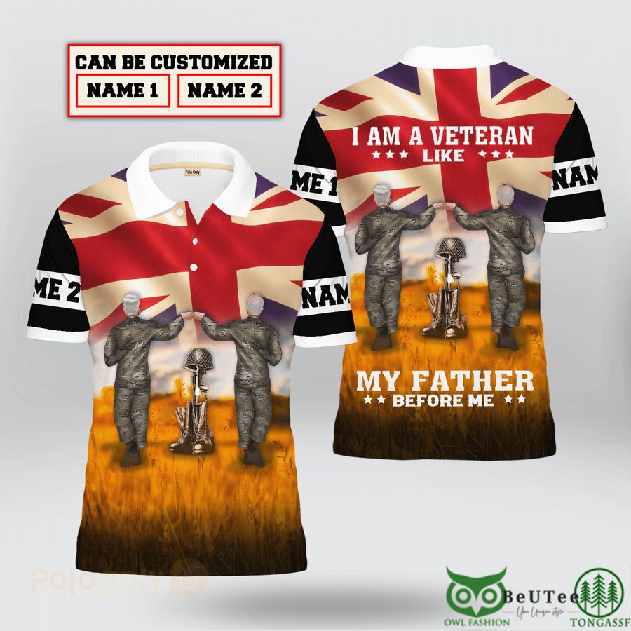 42 Custom Name UK Veteran Im Veteran Like My Father Before Me Polo Shirt