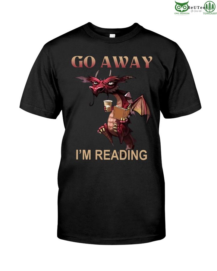 Go away dragon reading book t shirt 3D