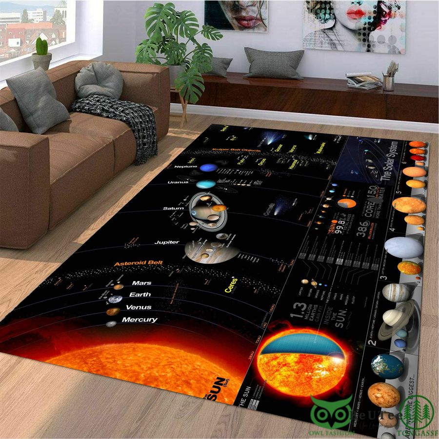 53 Solar System Area Black Carpet Rug