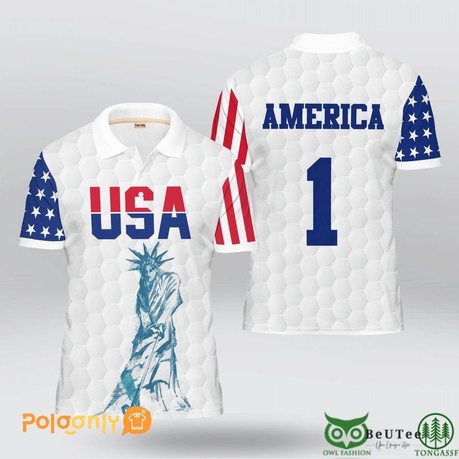 Golf Statue of Liberty USA America 1 Polo Shirt 