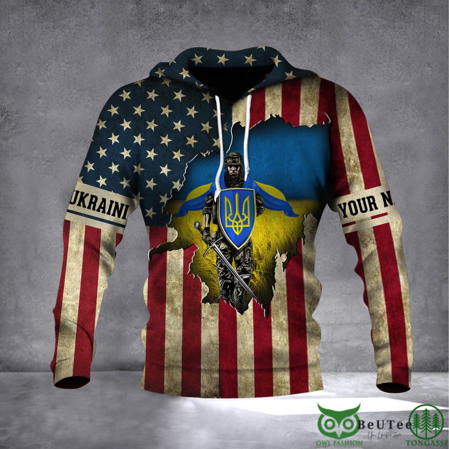 Personalized USA Stands With Ukraine Slava Ukraini 3D Hoodie
