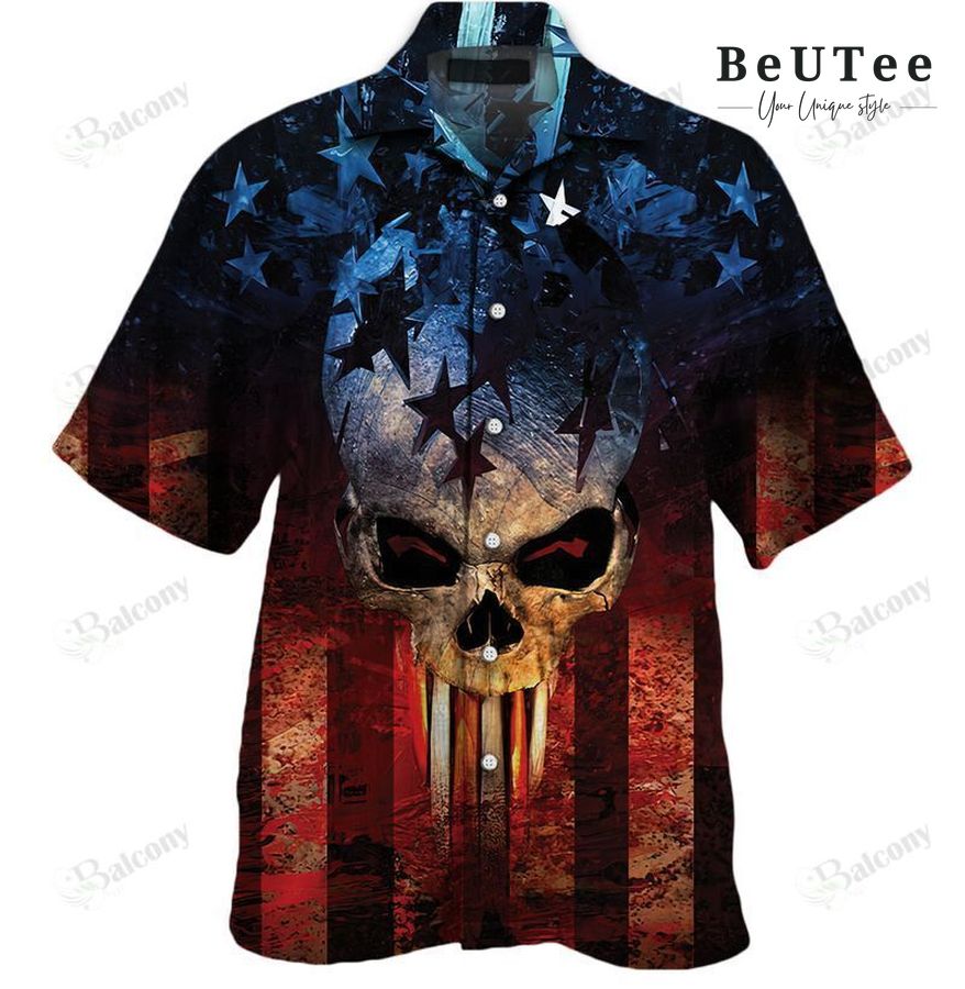 6 U.S Patriot Skull Art All Over Print Hawaii Shirt