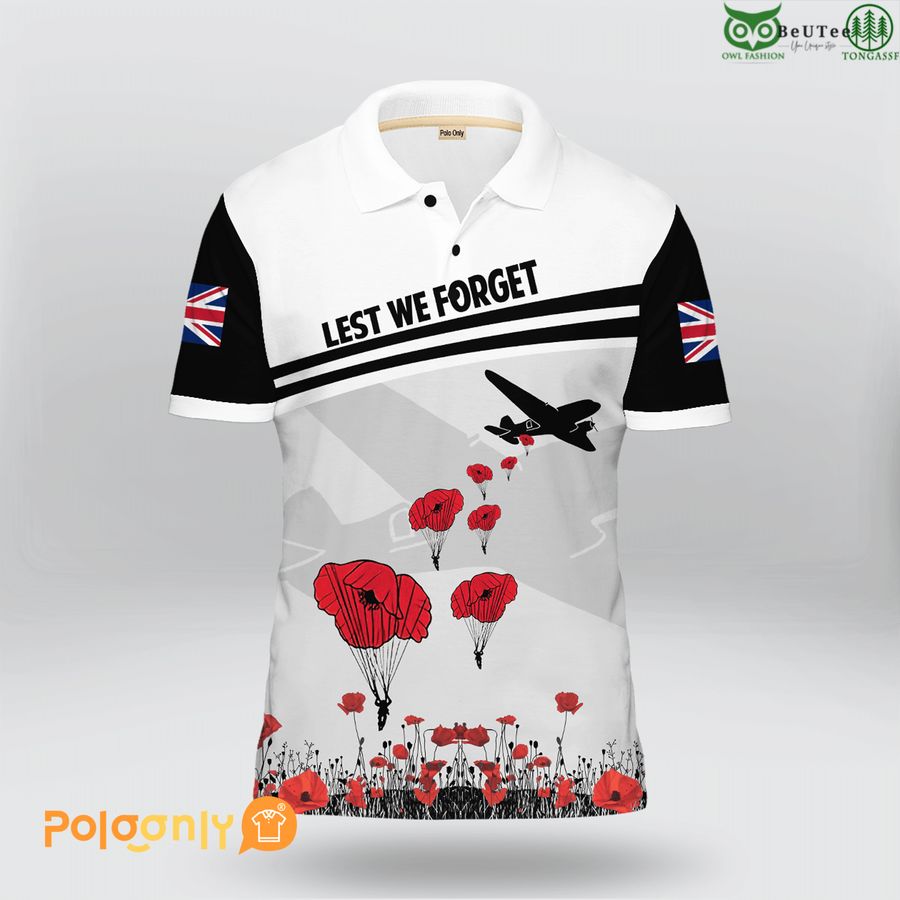 UK Veteran Remembrance 'Lest We Forget' 3D Polo shirt