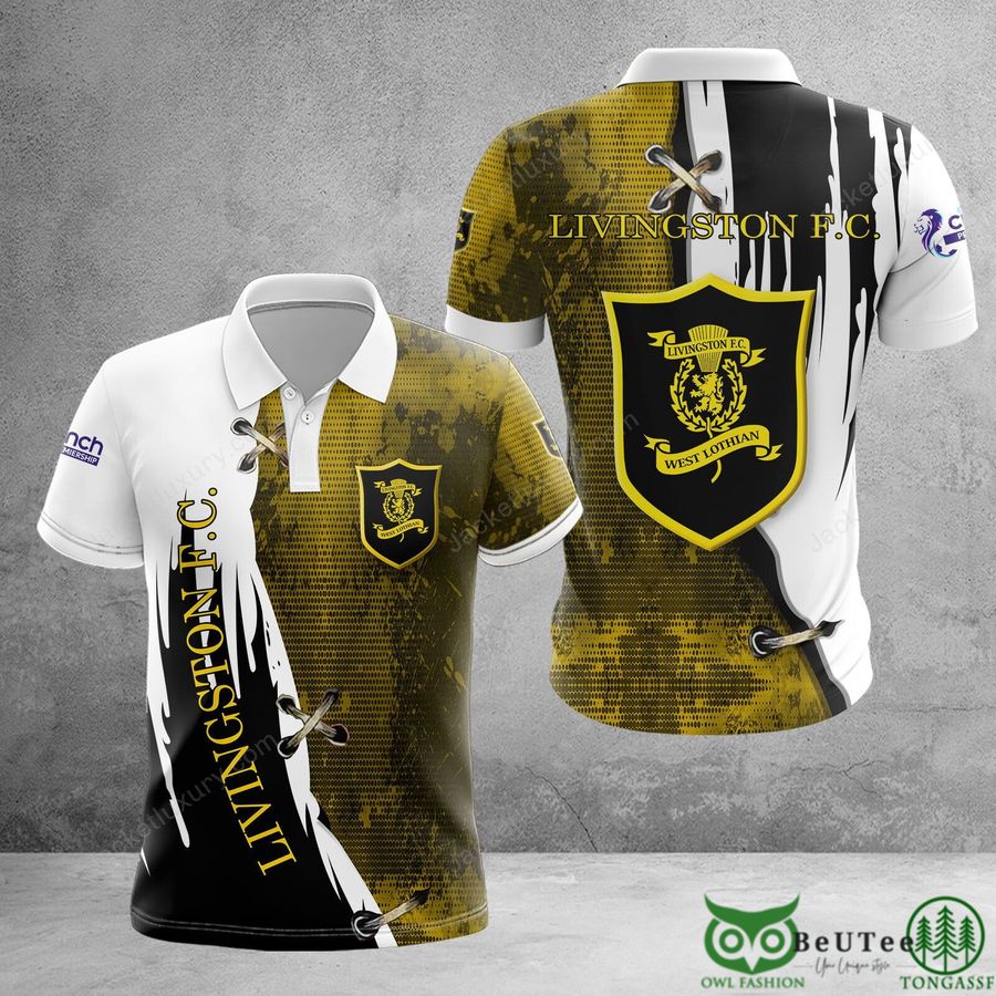 Livingston F.C. Dark Yellow Cross Pattern 3D Polo Tshirt Hoodie